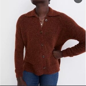 Madewell Rust Cardigan Carabelle Polo Cardigan